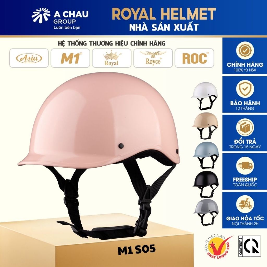 Mũ Bảo Hiểm Nửa Đầu M1 S05 Cá Heo Chính Hãng – Thời Trang, Siêu Nhẹ, Cho Nam Nữ Khi Đi Xe Máy