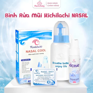 Bình Rửa Mũi Kichilachi NASAL COOL Kèm 6 Gói Muối & Bình Xịt Mũi 100ml, Dụng Cụ Vệ Sinh Mũi Cho Bé Từ 3T Tuổi