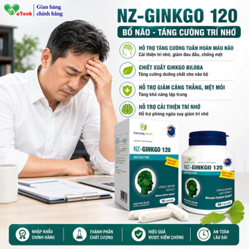 Bổ não NZ - Ginkgo 120 Everyday health hoạt huyết dưỡng não tăng tuần hoàn não cải thiện trí nhớ tăng khả năng tập trung