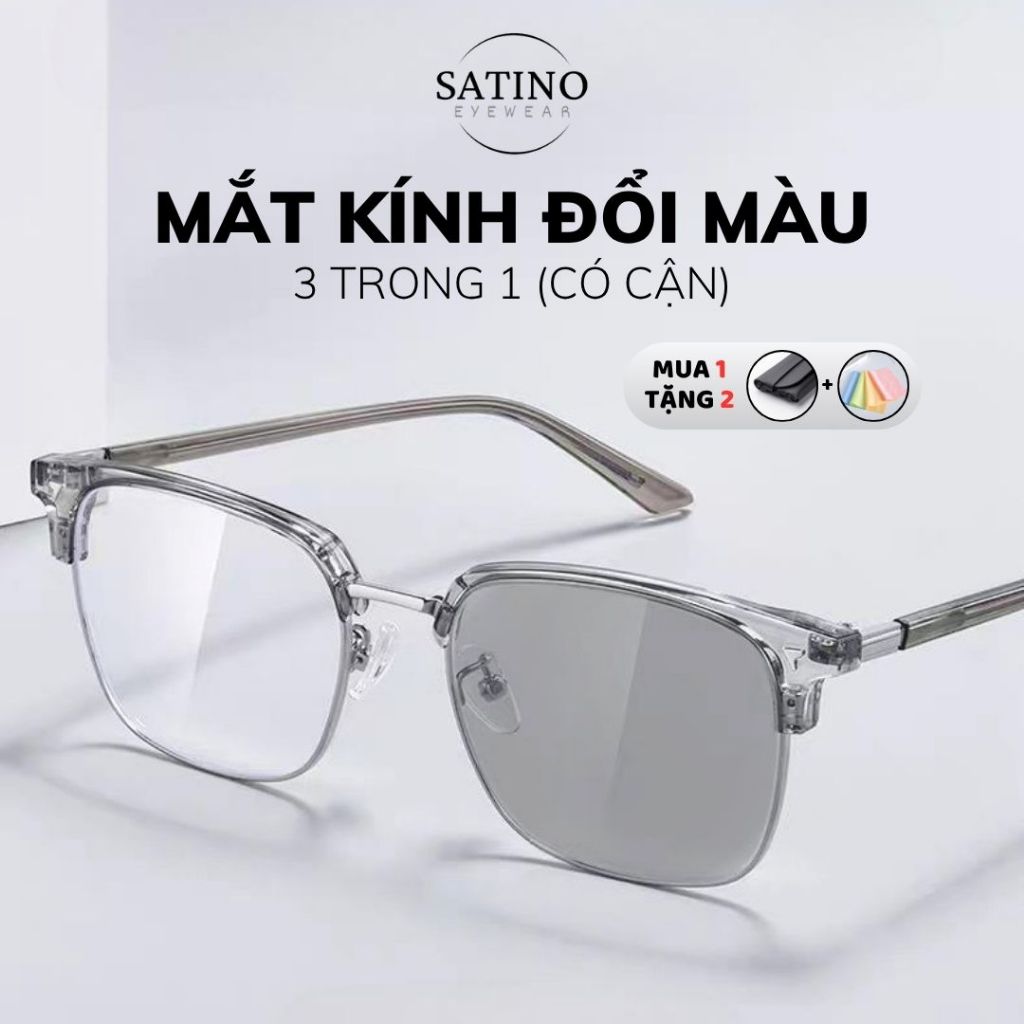Kính mắt SATINO EYEWEAR gọng vuông kim loại chống ánh sáng xanh uv sang trọng cao cấp cho nam S15