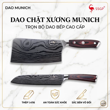 Dao chặt xương Munich SSGP, dao làm bếp, dao cắt thịt, dao thái thịt dao đầu bếp Thép 1,4116 sắc bén