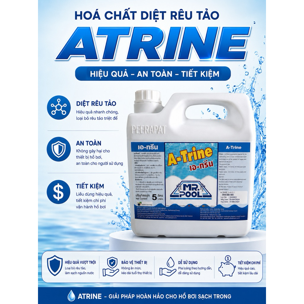 Hóa chất diệt rêu tảo THÁI LAN Peerapat, can 5L