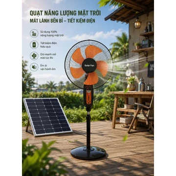 Quạt Năng Lượng Mặt Trời - Quạt Tích Điện Đứng Cao Cấp, Pin Sạc 18000mAh Chống Mất Điện Mùa Hè