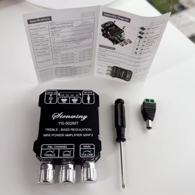 YS-502MT Bộ khuếch đại nhỏ bluetooth 5.0 Bộ khuếch đại loa siêu trầm Bộ khuếch đại 2x50W Bộ khuếch đại blu