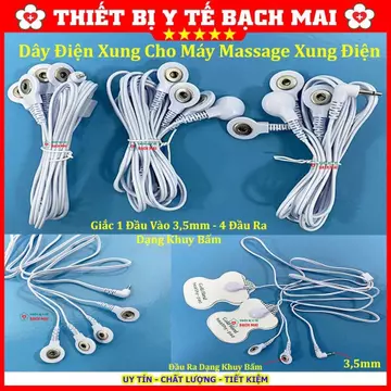 Dây Xung Điện Dùng Cho Máy Massage Điện Xung, Máy Điện Châm..vv - 1 Đầu vào chân to 3.5mm ra 4 đầu