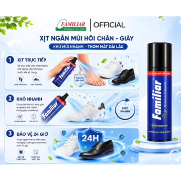 Chai xịt khử mùi hôi chân khử mùi giày Familiar 175ml, Xịt khử mùi giày, Xịt Nón Bảo Hiểm