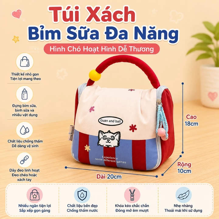 Túi Đựng Bỉm Sữa Mini Đa Năng Chống Thấm Nước | Túi Đựng Bình Sữa, Bỉm, Khăn Ướt, Đồ Sơ Sinh