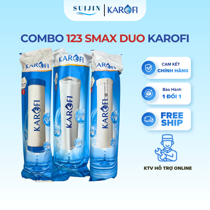Combo 3 lõi lọc số 123 Karofi - Lõi Livotec số 123 - Dùng cho máy lọc nước RO có 3 cốc lọc 10inch