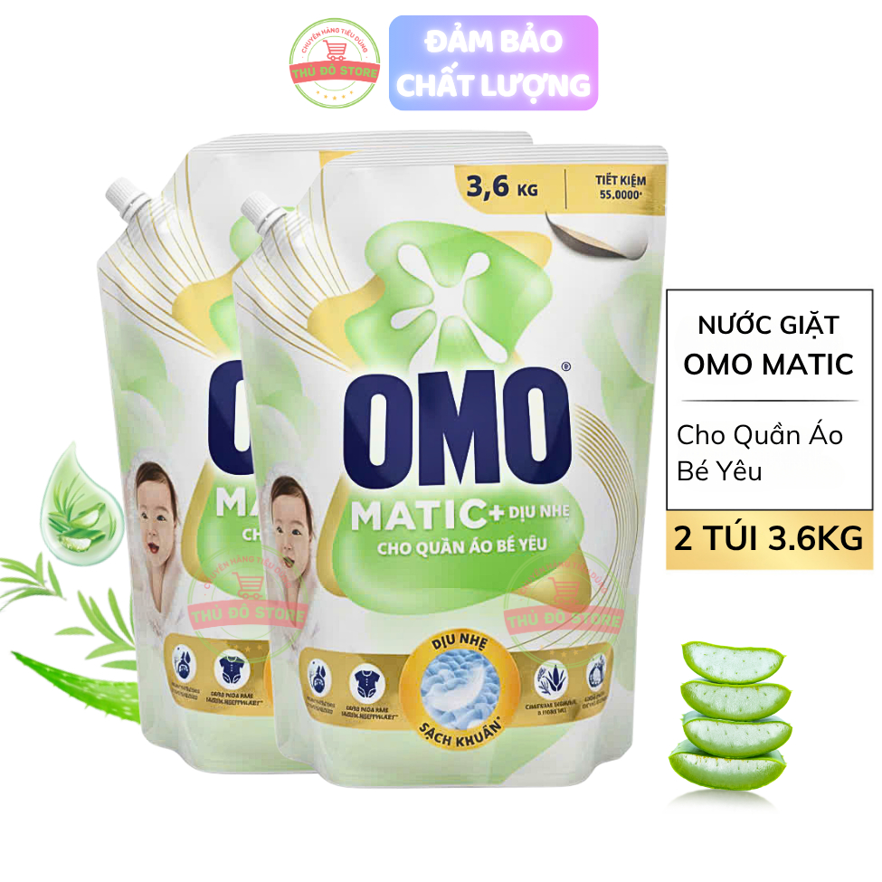 Combo 2 Túi Nước Giặt OMO Matic Cho Quần Áo Bé - 2 Túi 3.6KG