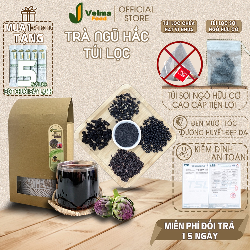 Trà Ngũ Hắc VELMA FOOD, Set trà thảo mộc thành phần nguyên liệu tự nhiên