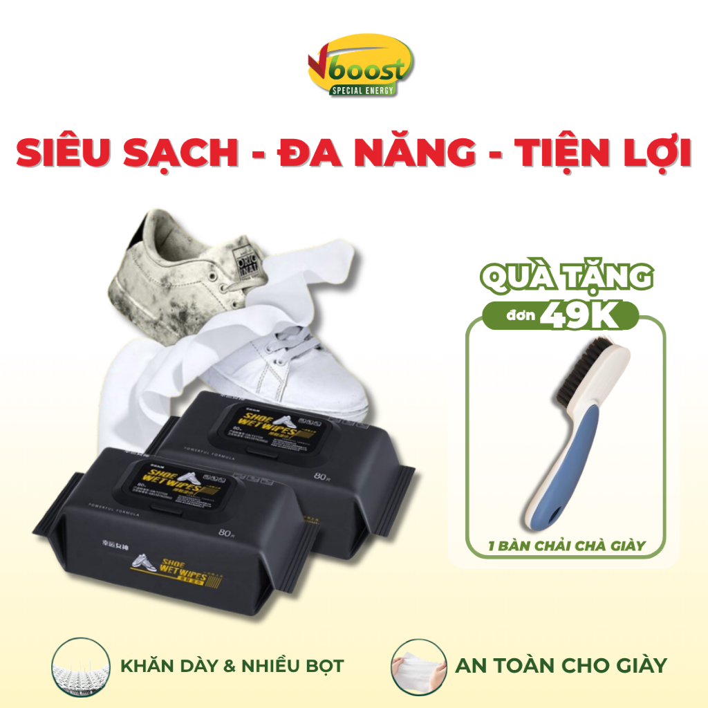 Combo 2 Gói 160 Tờ Khăn Ướt Lau Giày Sạch Nhanh - Khăn Ướt Vệ Sinh Giày Dép, Khăn Ướt Đa Năng