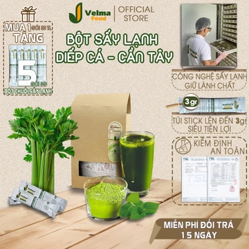 Bột diếp cá VelmaFood làm mặt nạ dưỡng ẩm, detox giảm cân, bột có mix vị cần tây, đóng túi stick 3g tiện lợi