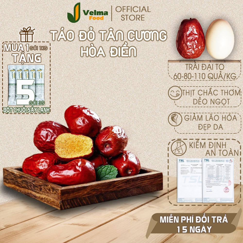 Táo đỏ Tân Cương VELMA FOOD, Táo Hòa Điền cao cấp thịt chắc dẻo thơm size đại