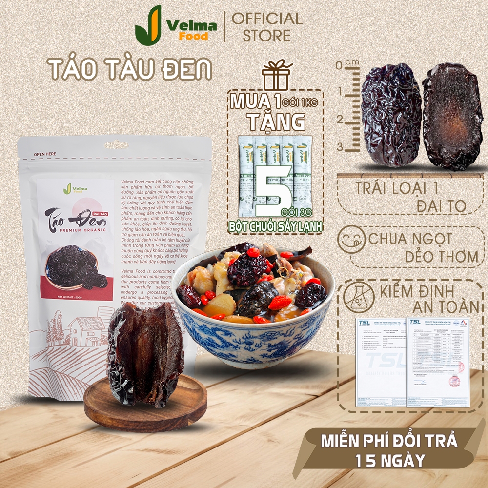 Táo tàu Velma Food, Táo đen đặc biệt sấy dẻo khô chua ngọt thơm ngon