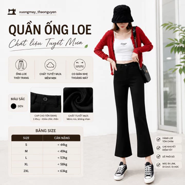 Quần Ống Loe Nữ Vải Tuyết Mưa, Quần Tây Nữ Cạp Cao Tôn Dáng, Quần Công Sở Nữ Thanh Lịch Dễ Phối Đồ