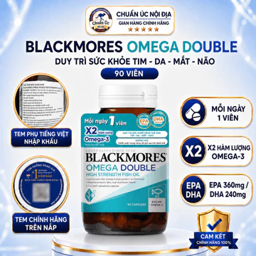 [Nhập Khẩu] Viên Uống Dầu Cá Bổ Sung Omega Hỗ Trợ Tim, Mắt và Da Blackmores Double Omega High Strength Fish Oil 90 Viên