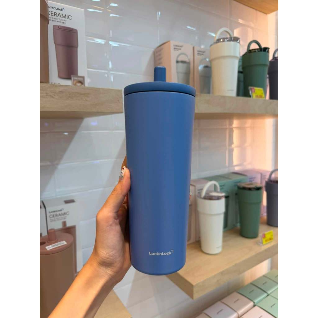 Ly giữ nhiệt thép phủ sứ LocknLock LHC4156 740ml, hàng chính hãng, ống hút bật tự động kèm nắp che  - JoyMall | BigBuy360 - bigbuy360.vn