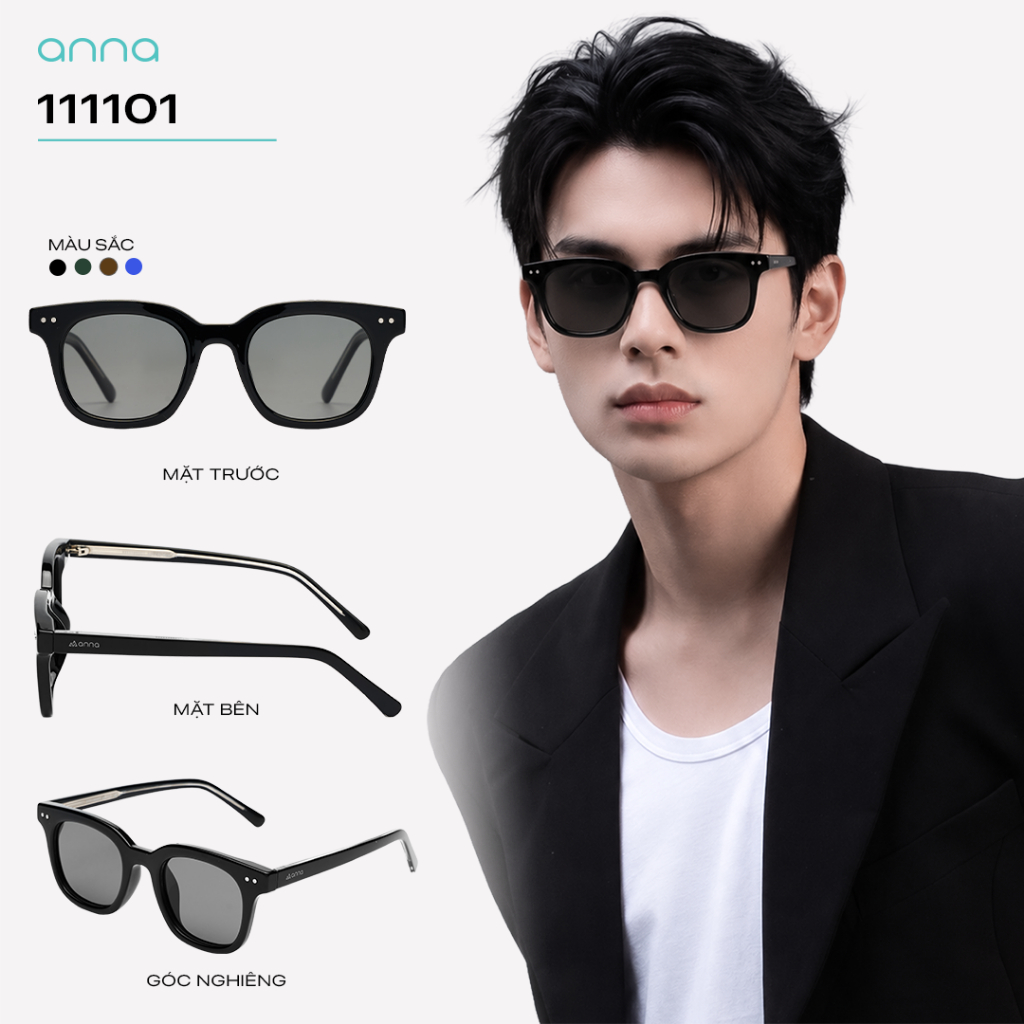 [TẶNG VÍ DA] Kính râm thời trang nam nữ ANNA dáng vuông unisex cá tính MSL