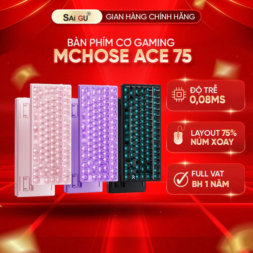 [CHÍNH HÃNG – FULL VAT] Bàn Phím Gaming MCHOSE ACE 75 Hall Effect | Rapid Trigger 0,001mm | 8KHz | BigBuy360 - bigbuy360.vn