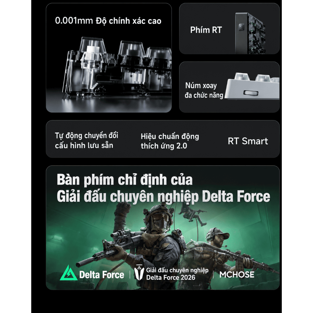 [CHÍNH HÃNG – FULL VAT] Bàn Phím Gaming MCHOSE ACE 75 Hall Effect | Rapid Trigger 0,001mm | 8KHz | BigBuy360 - bigbuy360.vn
