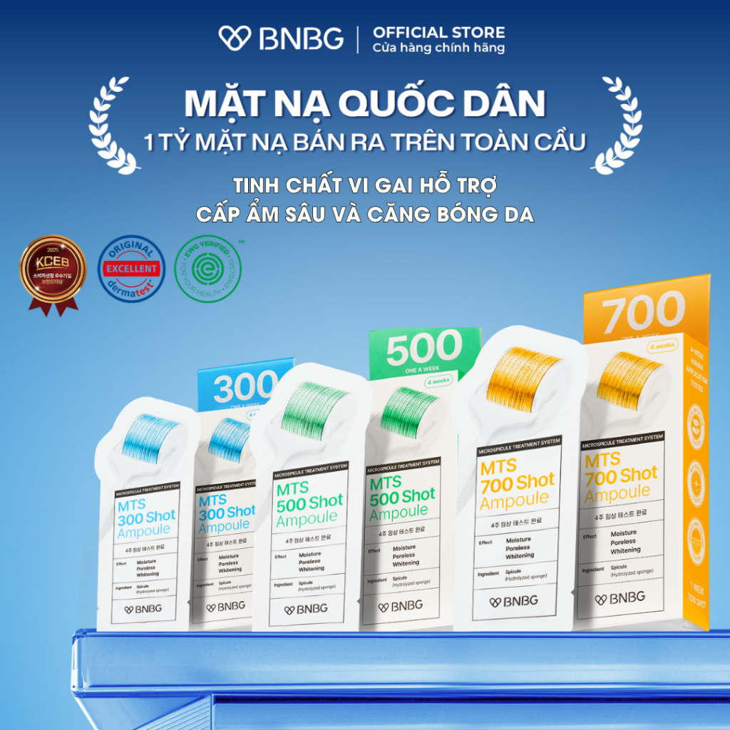 (KOL) Tinh Chất Vi Gai Hỗ Trợ Cấp Ẩm Sâu, Dưỡng Sáng Và Căng Bóng Da BNBG MTS 300/500/700 SHOT AMPOULE (4 gói x 2ml)