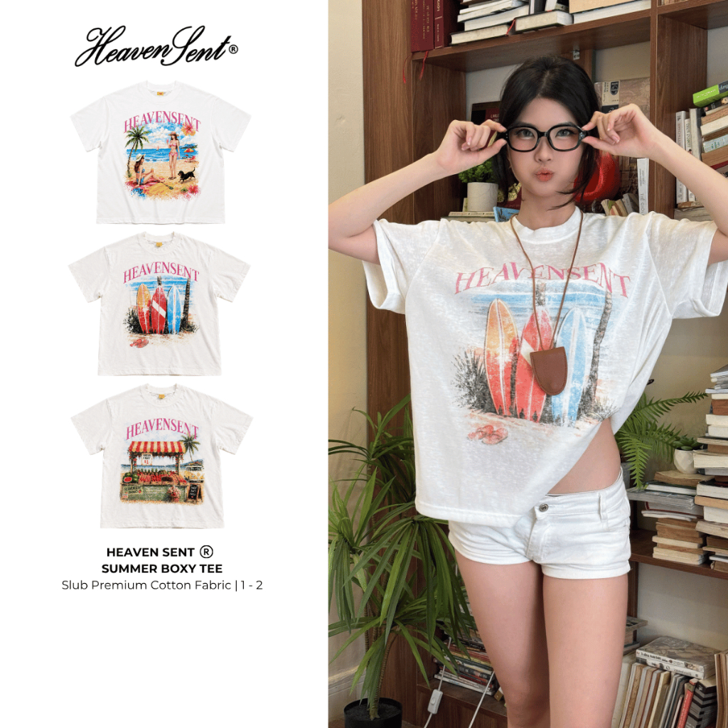 [SVIP] Áo Thun Boxy Summer HEAVEN SENT Chất Vải Slub Premium Cotton - HS_TS011