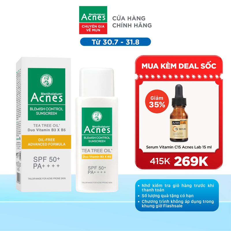 Kem chống nắng cho da dầu mụn Acnes Blemish Control Sunscreen 50g