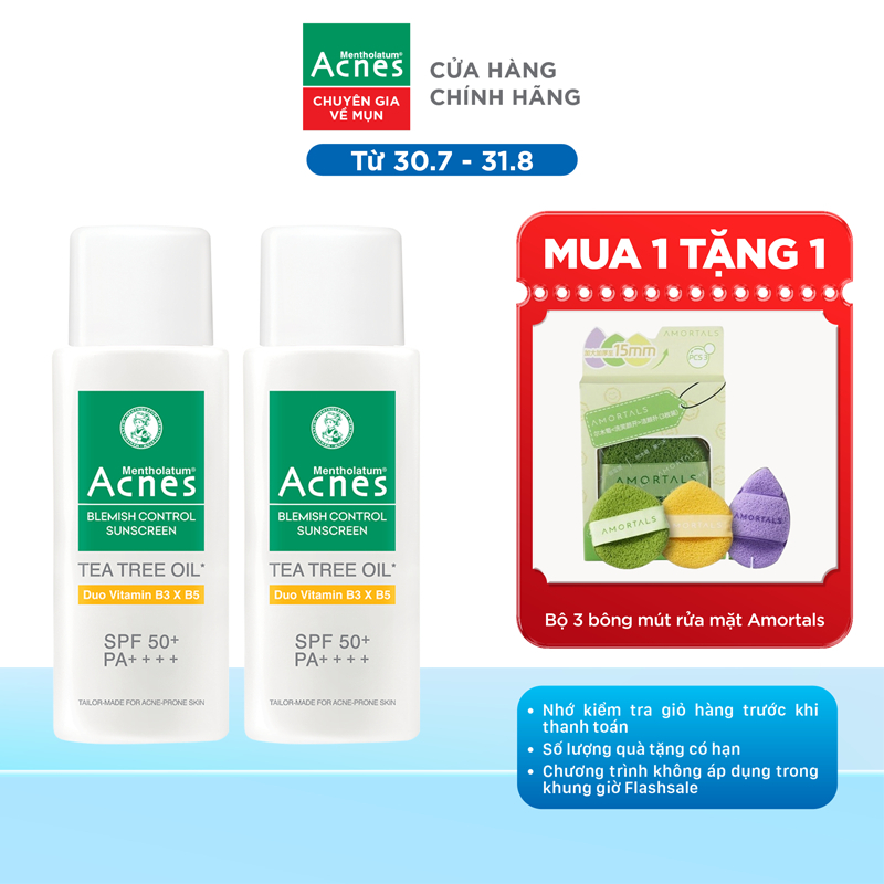 Combo 2 Kem chống nắng cho da dầu mụn Acnes Blemish Control Sunscreen 50g