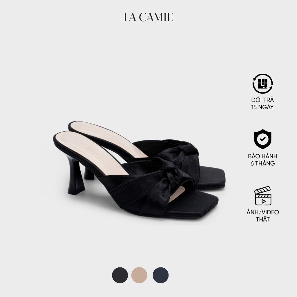 Dép cao được làm từ chất liệu Si satin với thiết kế thanh nhã nhẹ nhàng thương hiệu La Camie DC6LC0402