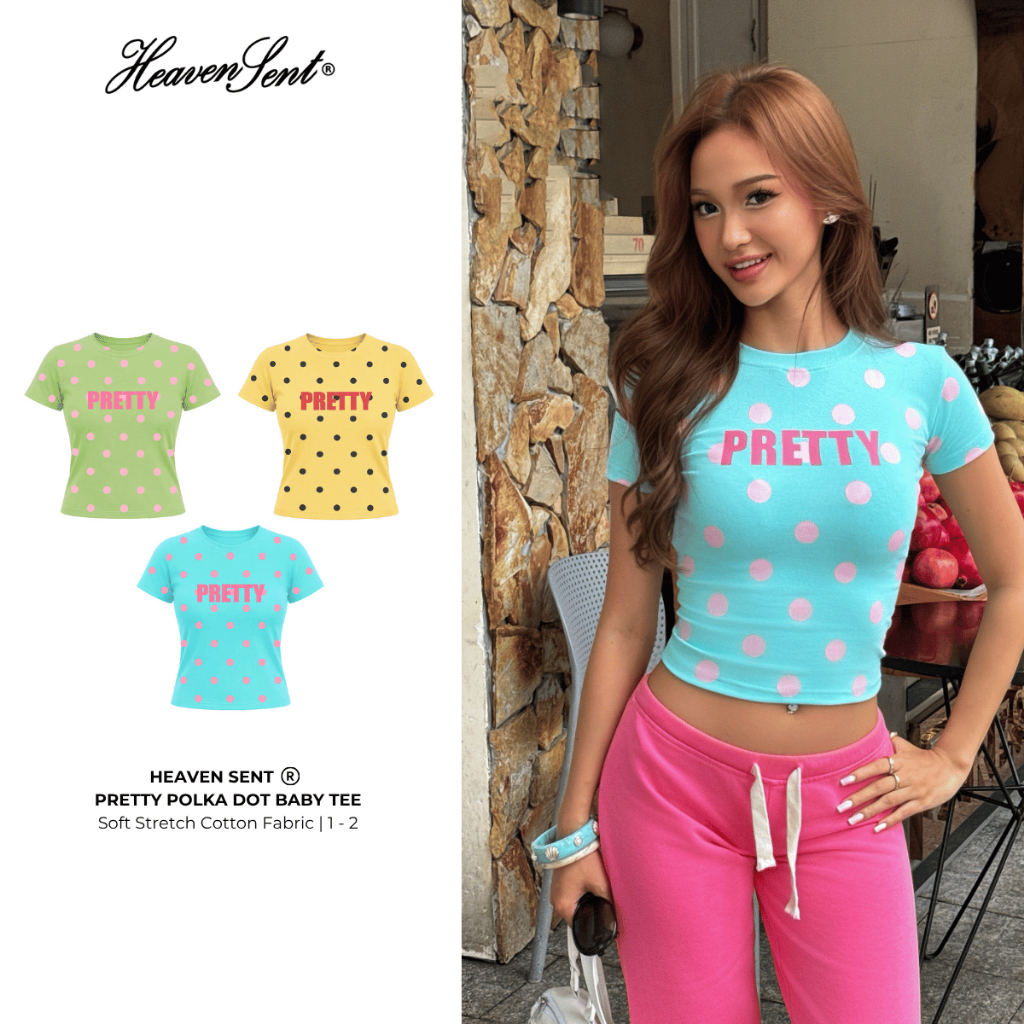 Áo Thun Baby Tee Nữ Chấm Bi Form Ôm Heaven Sent Pretty - HS_TS017