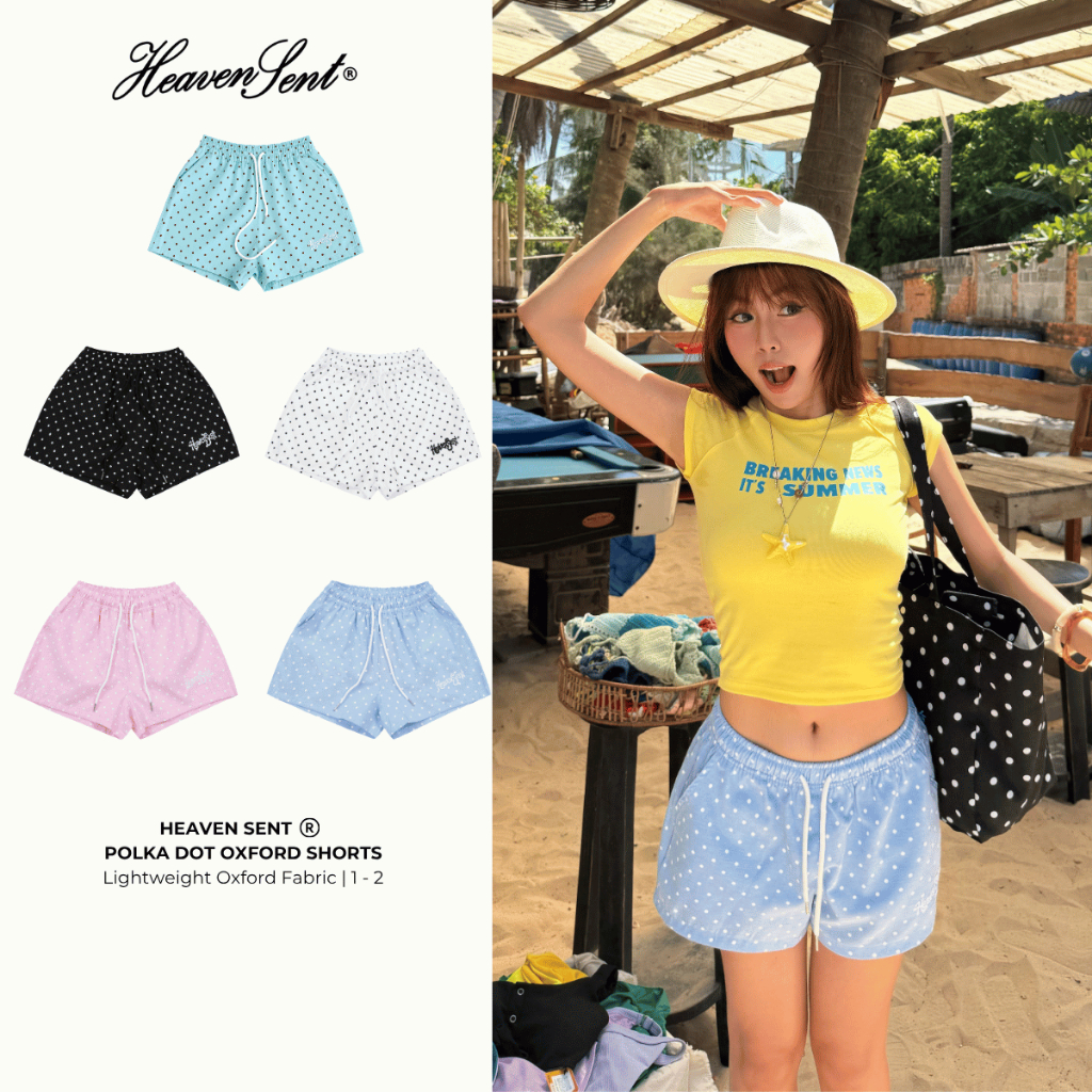 [BST HÈ 2026] Quần Short Chấm Bi HeavenSent Thoáng Mát Không Xù Lông - HS_PS009