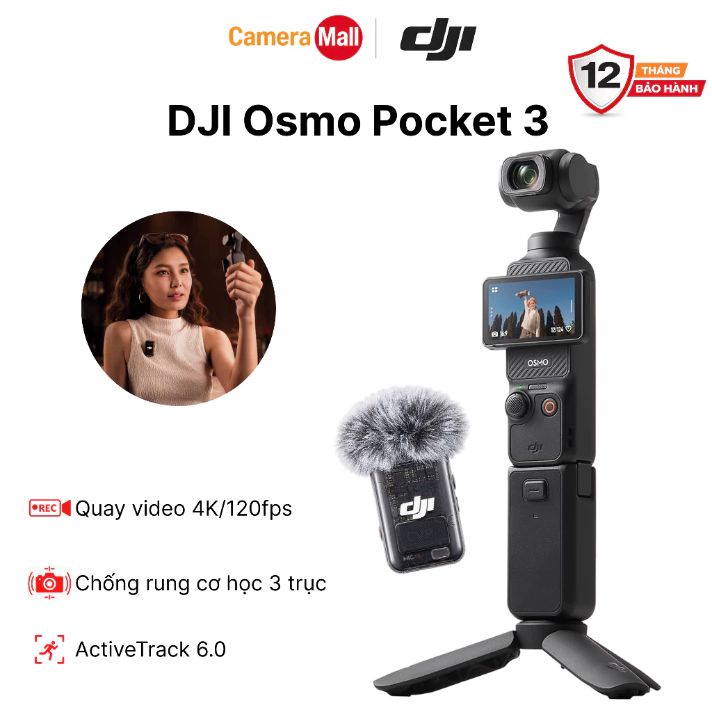 [CameraMall] DJI Osmo Pocket 3 - Pocket 3 Combo gimbal tích hợp camera chất lượng 4K 120fps - Hàng chính hãng BH 12tháng