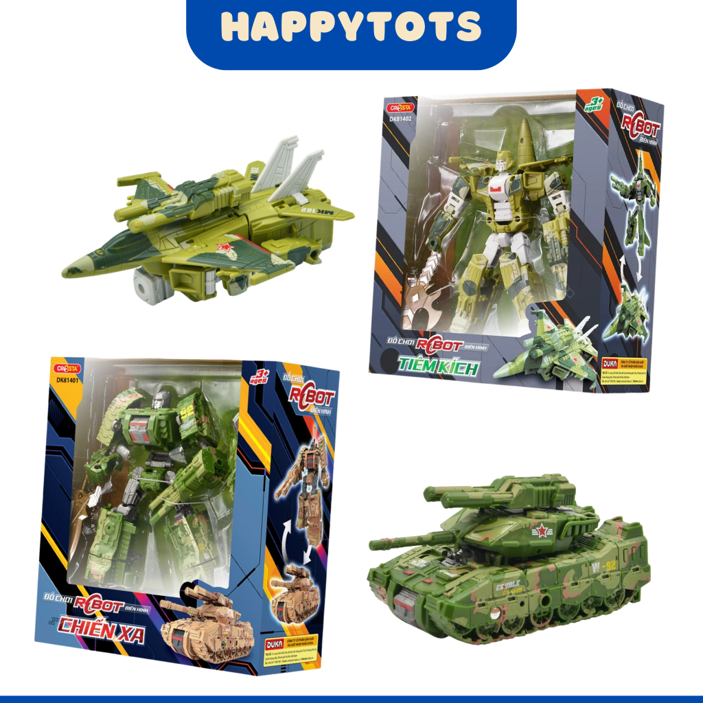 Đồ Chơi DUKA - Robot Biến Hình Máy Bay Tiêm Kích & Robot Biến Hình Chiến Xa - Happytots