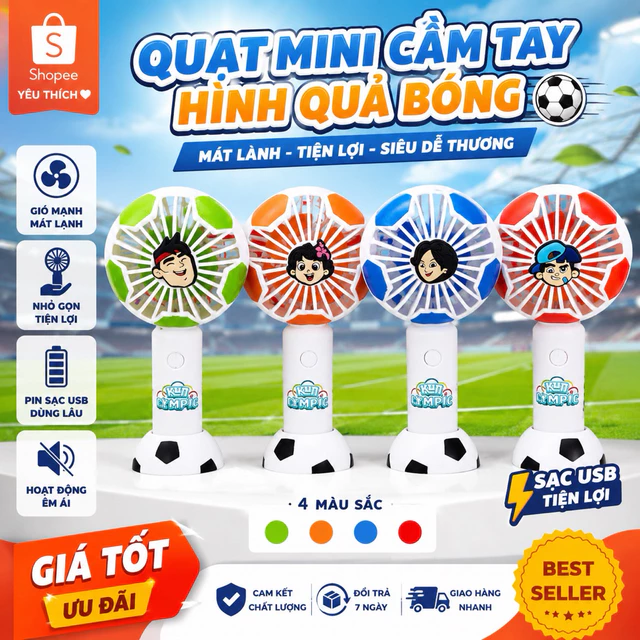 QUẠT KUN CẦM TAY LỐC XOÁY HÌNH QUẢ BÓNG
