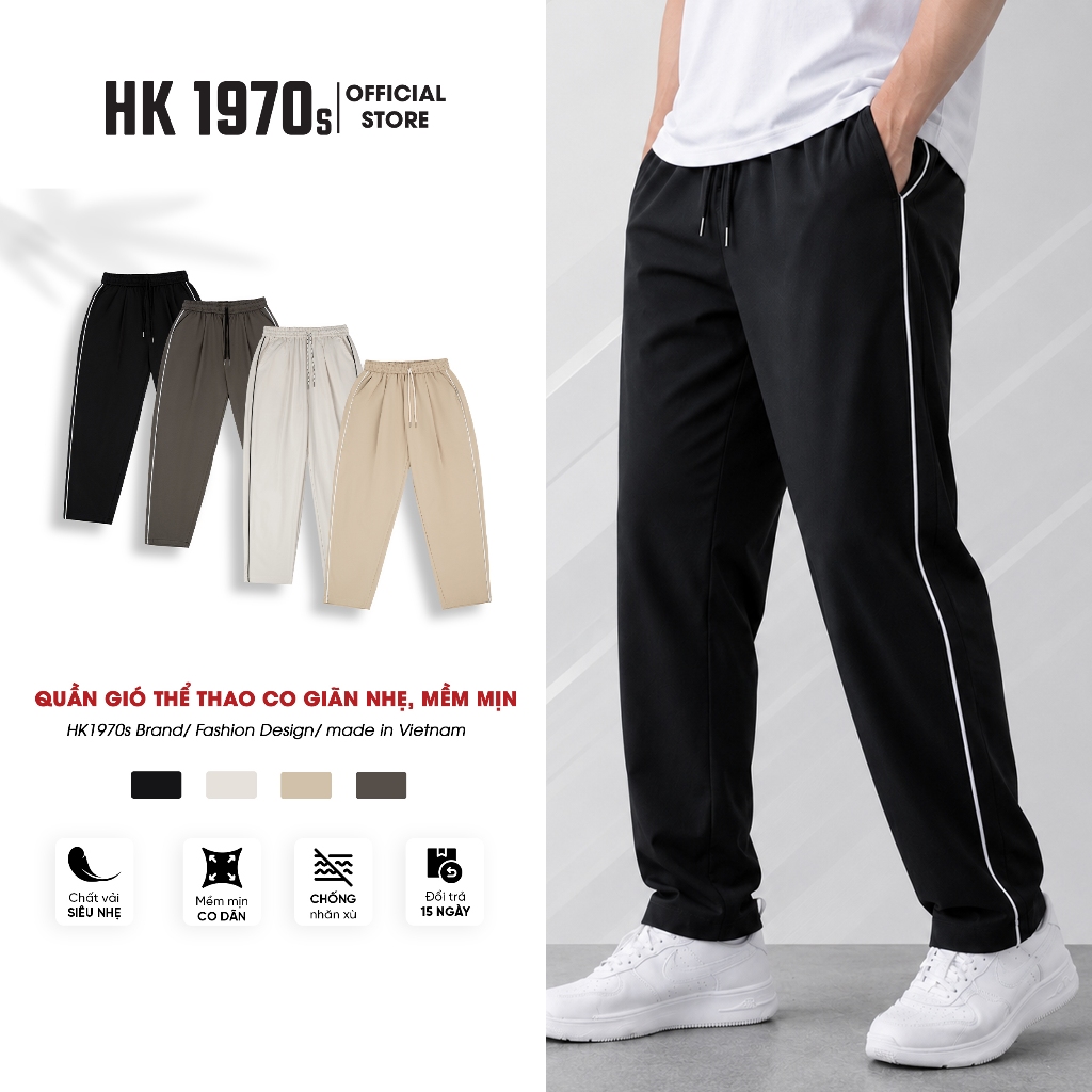 Quần Gió Thể Thao Mềm Mịn, Co Giãn Nhẹ Dáng Baggy, Quần Ống Suông Nam Nữ Phong Cách Thể Thao Q222