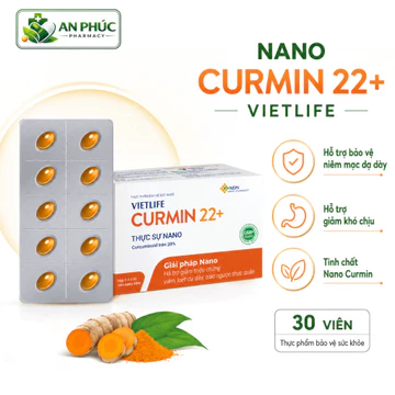 Viên Nghệ Nano Curmin 22+ Vietlife – Hỗ Trợ Trào Ngược Dạ Dày, Bảo Vệ Niêm Mạc Dạ Dày, Hộp 30 Viên