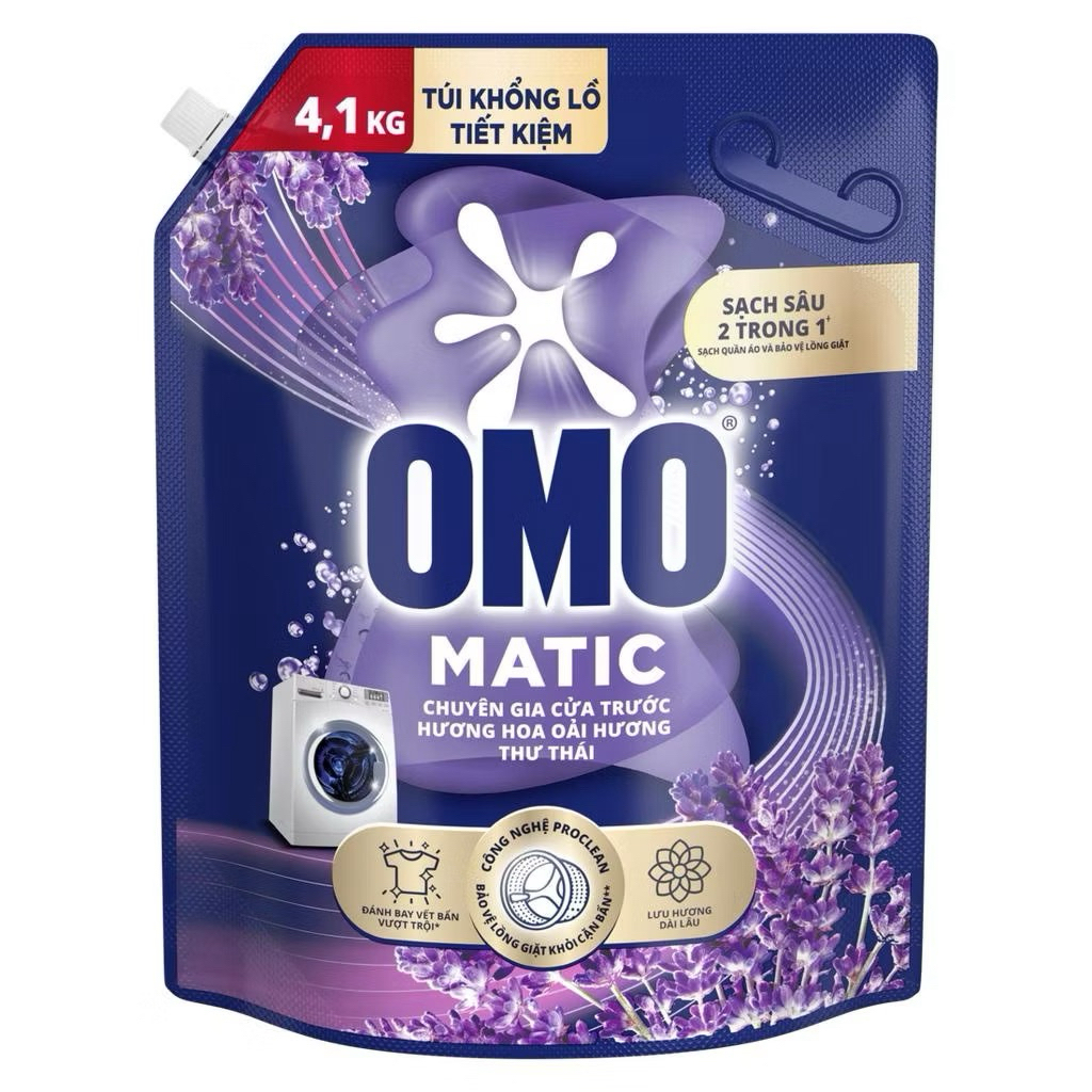 Combo 2 Túi Nước giặt OMO Matic Cửa trước 4,1kg/túi (Hoa oải hương khử mùi) | BigBuy360 - bigbuy360.vn