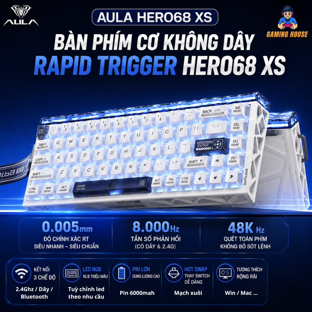 Bàn phím cơ AULA Hero68 XS