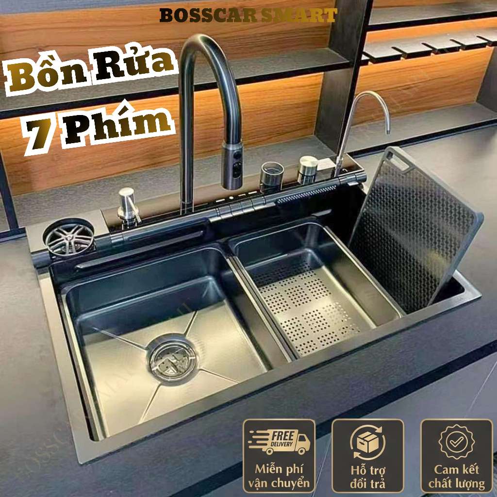 Chậu Rửa Bát Thông Minh 7 Phím Đàn, Hiển Thị Thời Gian Nhiệt Độ, Đa Tính Năng Sử Dụng SP-CRB7P