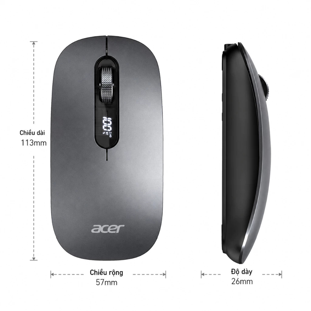 Acer OMW311 Chuột Không Dây Bluetooth + 2.4G | Sạc Type-C Màn Hình LED Hiển Thị Pin | BigBuy360 - bigbuy360.vn