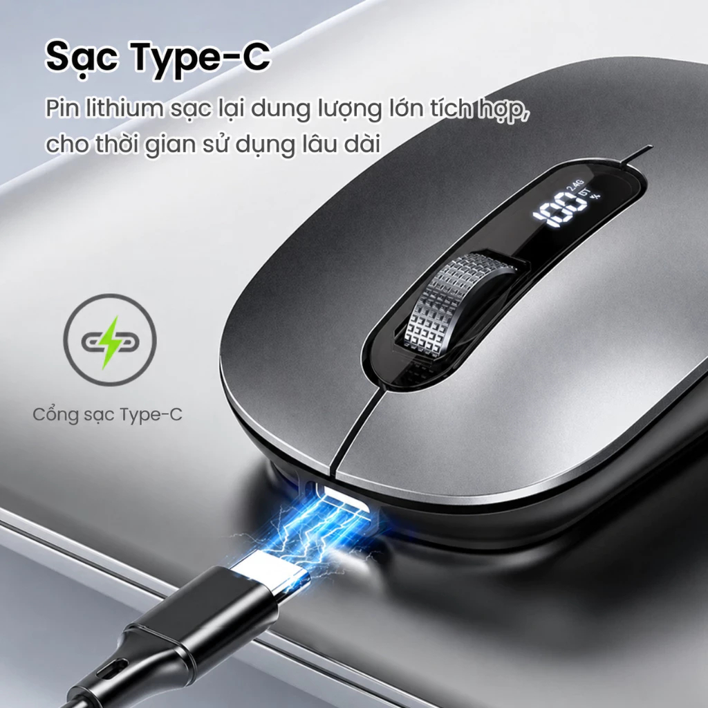 Acer OMW311 Chuột Không Dây Bluetooth + 2.4G | Sạc Type-C Màn Hình LED Hiển Thị Pin | BigBuy360 - bigbuy360.vn