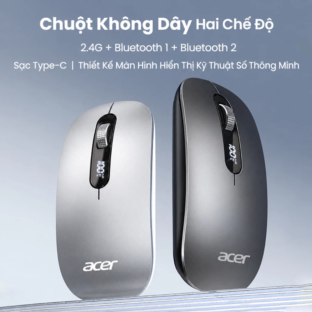 Acer OMW311 Chuột Không Dây Bluetooth + 2.4G | Sạc Type-C Màn Hình LED Hiển Thị Pin | BigBuy360 - bigbuy360.vn