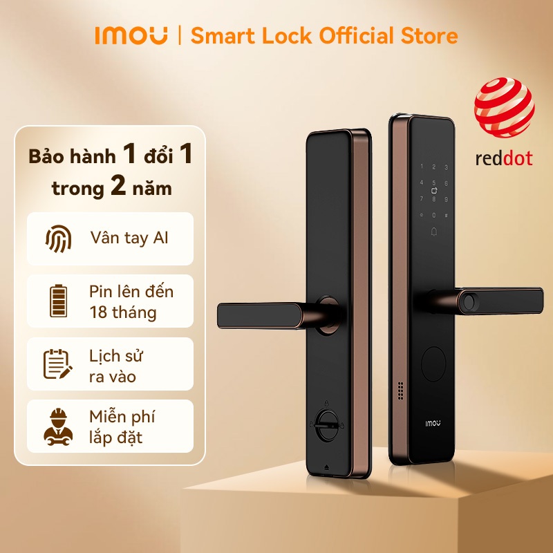 Khóa Cửa Vân Tay IMOU K1-W | MIỄN PHÍ LẮP ĐẶT TẬN NHÀ | Quản Lý Qua App | Pin 18 Tháng | BH 2 Năm*