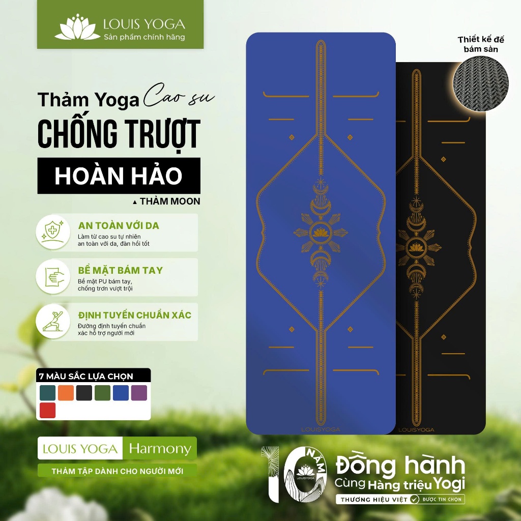 Thảm cao su định tuyến Louis Yoga MOON (kèm túi)