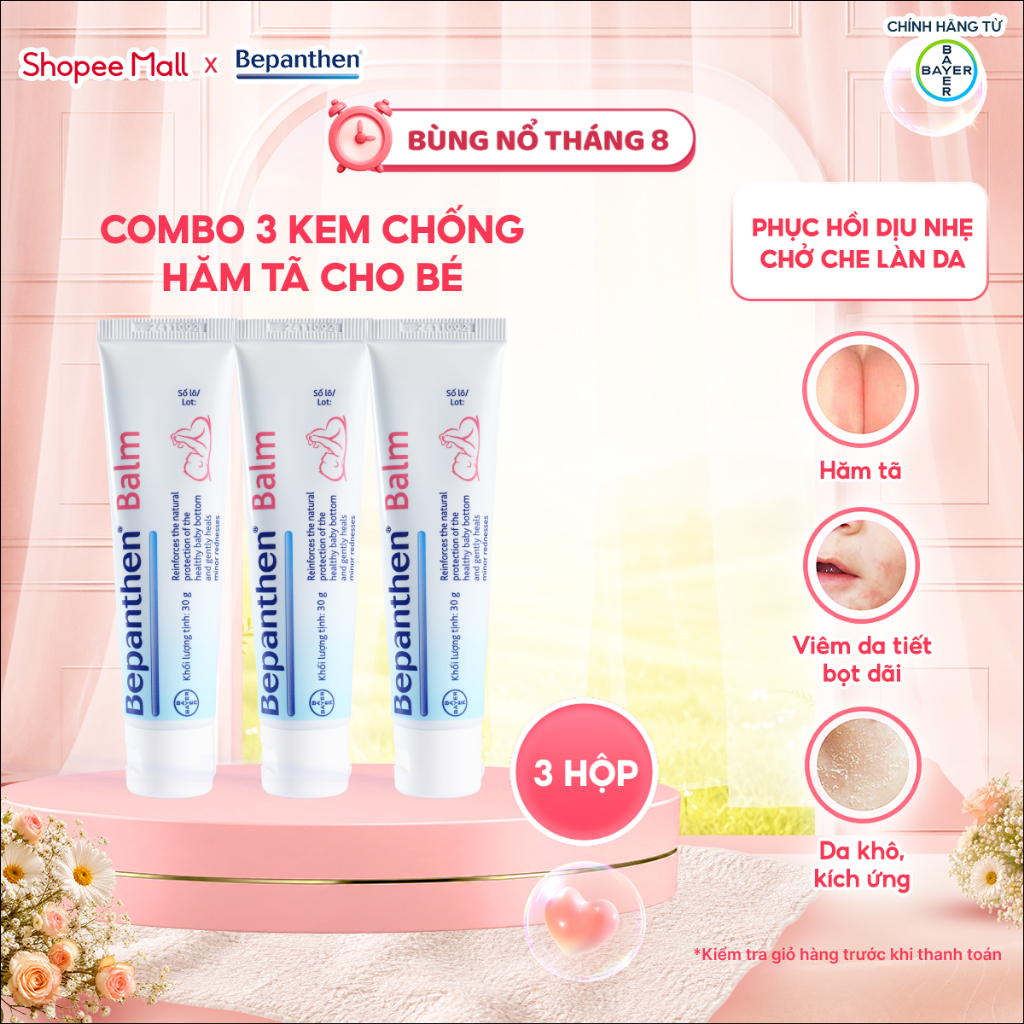 Combo 3 tuýp kem chống hăm Bepanthen Balm dạng kem mỡ 30g/tuýp