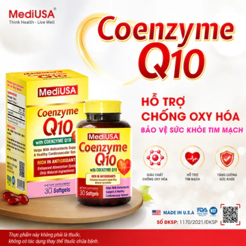 MediUSA COENZYME Q10 SẢN PHẨM CHỐNG OXY HÓA, HỖ TRỢ SỨC KHỎE TIM MẠCH, HỖ TRỢ NGĂN NGỪA BỆNH TIM MẠCH