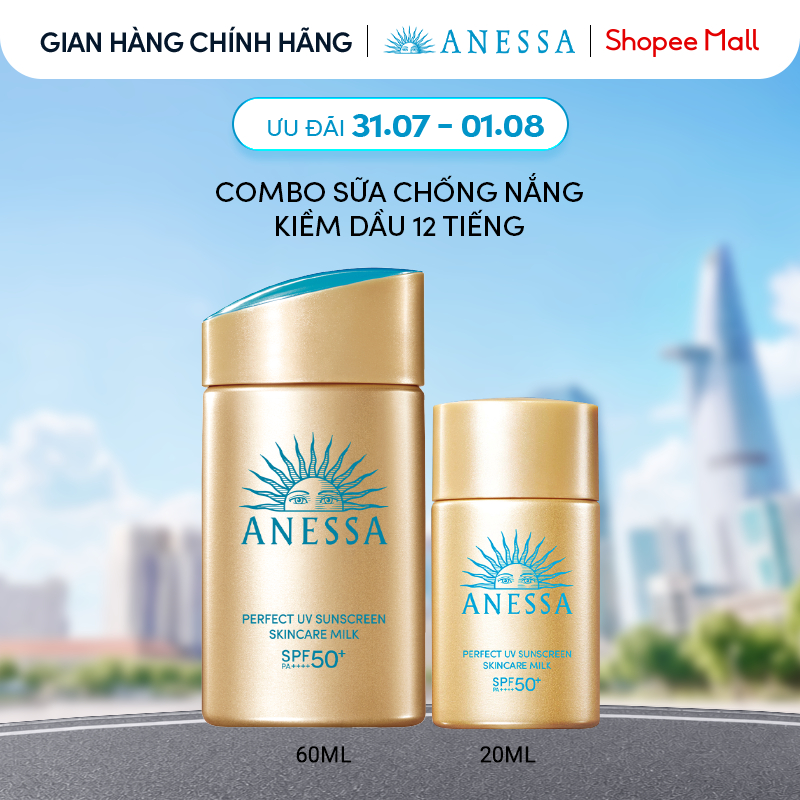 Bộ đôi chống nắng bảo vệ hoàn hảo Anessa Perfect UV Sunscreen Skincare Milk
