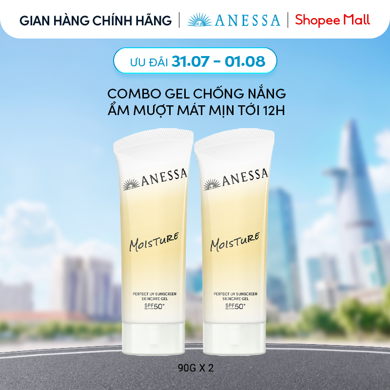 Combo Gel chống nắng dưỡng da dưỡng ẩm bảo vệ hoàn hảo Anessa Gold Gel SPF50+ PA++++ 90gx2