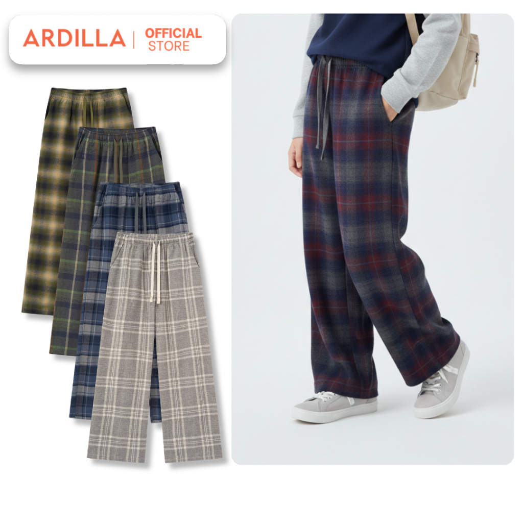 [30kg-65kg] Quần Dáng Suông Rộng Size Đại Vải Kẻ Caro  ARDILLA Phom Rộng, Chất Liệu Vải Cao Cấp Mềm Mại TE7704