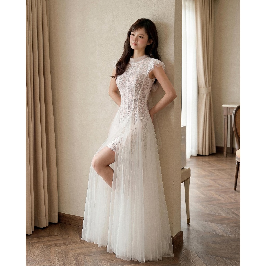 Ethereal Blossom Đầm Dạ Hội Ren Phối Tulle Tôn Dáng Sang Trọng